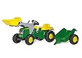 John Deere Ride-on Tractor with Loader and Detachable Trailer