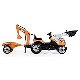 Smoby JCB 710110 Ride on Builder Max Peddle Tractor with Trailer, Orange