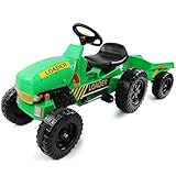 Oypla Childrens Pedal Ride on Green Super Kids Tractor With Toy Trailer