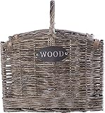 Large Grey Washed Wicker Fireside Heavy Duty Log Basket